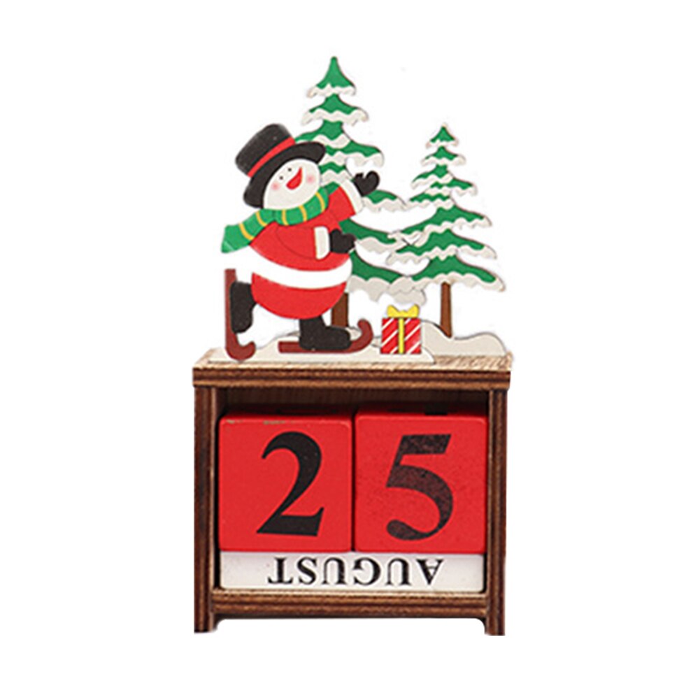 Utilería para fotografía, calendario para el hogar, Decoración de mesa bonita artesanal, portátil, árbol de Navidad, Festival, cuenta atrás, bloque de de madera
