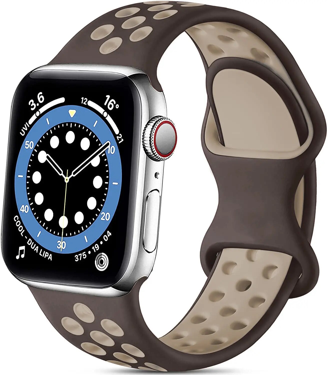 Bracelet de montre en silicone de sport de poignet de remplacement double pour la série Apple IWatch: MAUVE FUMEUX / 40mm et plus