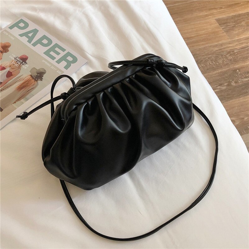 Mode Tas Voor Vrouwen Cloud Tas Soft Pu Leer Enkele Schouder Schuin Knoedel Tas Handtas Party Tassen Dag Messenger tas: Black