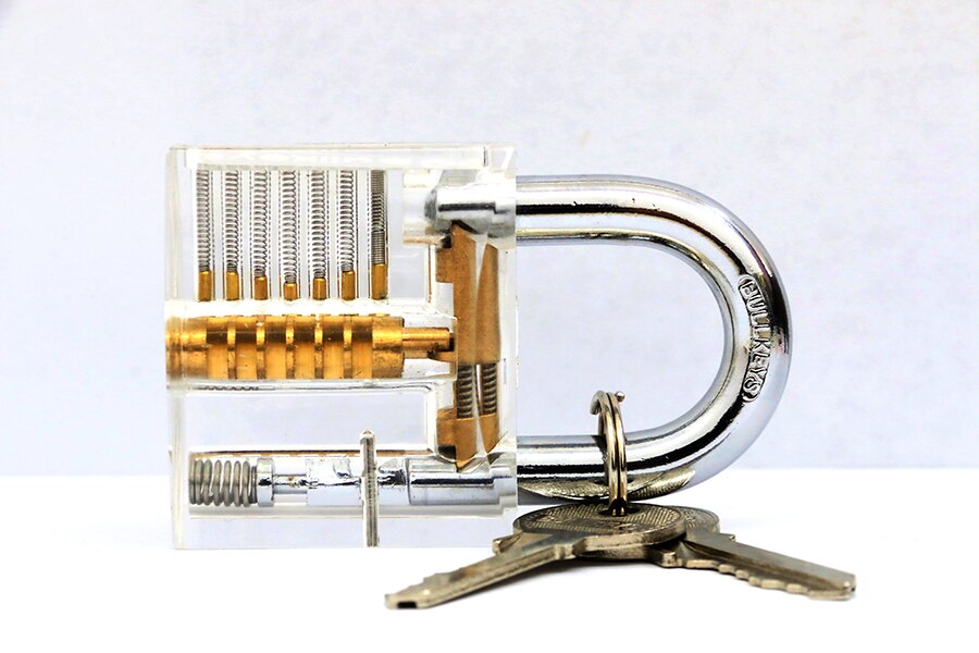 Transparent 7 Pin Lock , Practice Pick Lock with Exquisite Box for Beginner