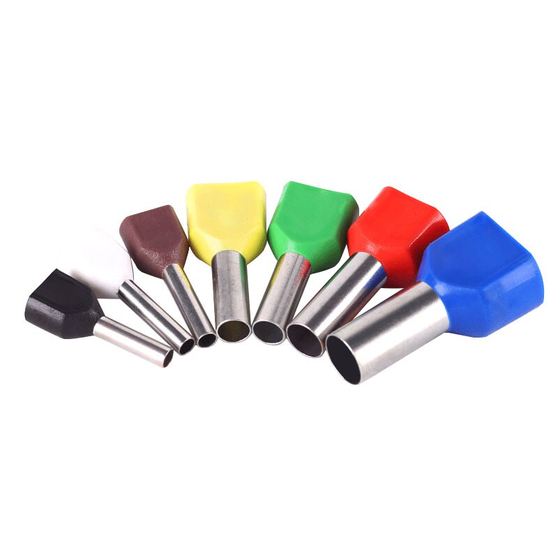 100pcs double pipe insulated cold-press terminal Needle end Multicolor optional TE1012