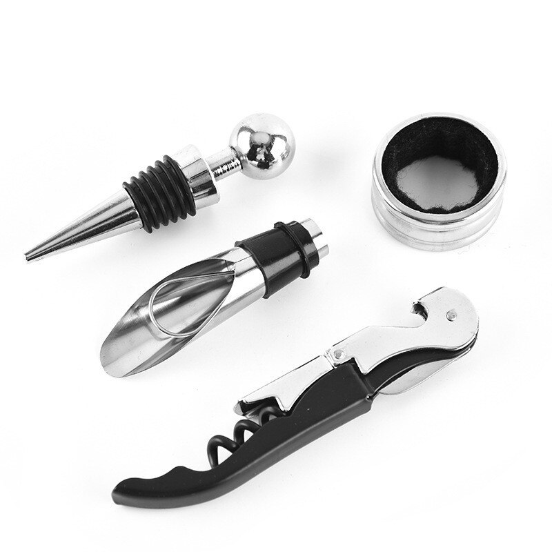 1 set (  (4 stuks) wijnflesopener met doos roestvrijstalen karaf wijnkurken schroefdopopener keuken bar accessoires gereedschap