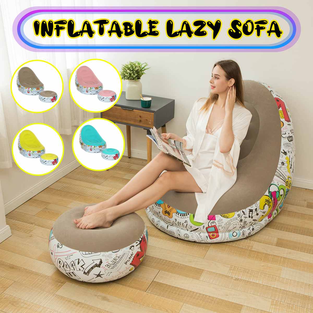 Kanapa wypełniona fasolkami dmuchana dmuchana sofa przenośne meble robić salonu sofa ogrodowa Tatami na fotel lub łóżko z pedałem pogrubienie uciekają