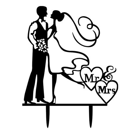 Romantische Wedding Cake Topper Mr Mrs Acryl Zwart Toppers Bruid Bruidegom Voor Verjaardag Bruiloft Decoratie Feestartikelen: E