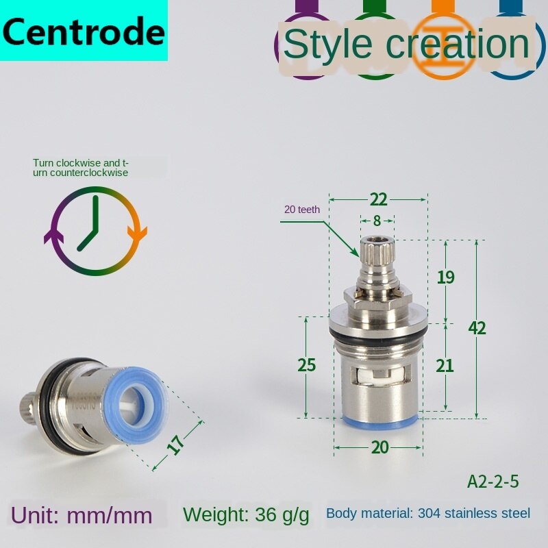 Faucet copper valve core and cold water fast opening triangle valve switch ceramic valve core copper head repair parts: Dark Khaki