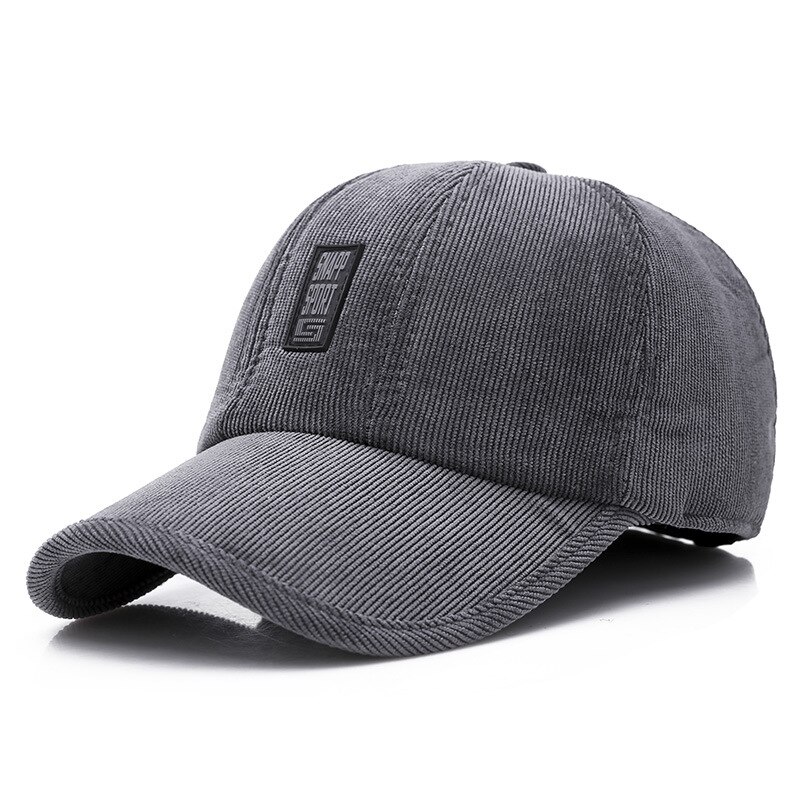 SQTEIO Winter Unisex baseball cap men gorra hombre outdoor casual corduroy thick warm earmuffs hat: Gray