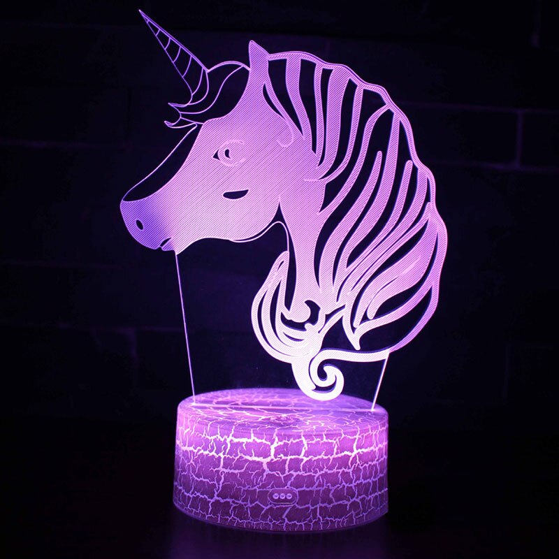 Linson 3D eenhoorn Led Licht eenhoorn Dier Lamp Led Nachtlampje USB Bureau Tafellamp Luminaria Home Decoratie Kinderen Speelgoed: 10 / Only with acrylic