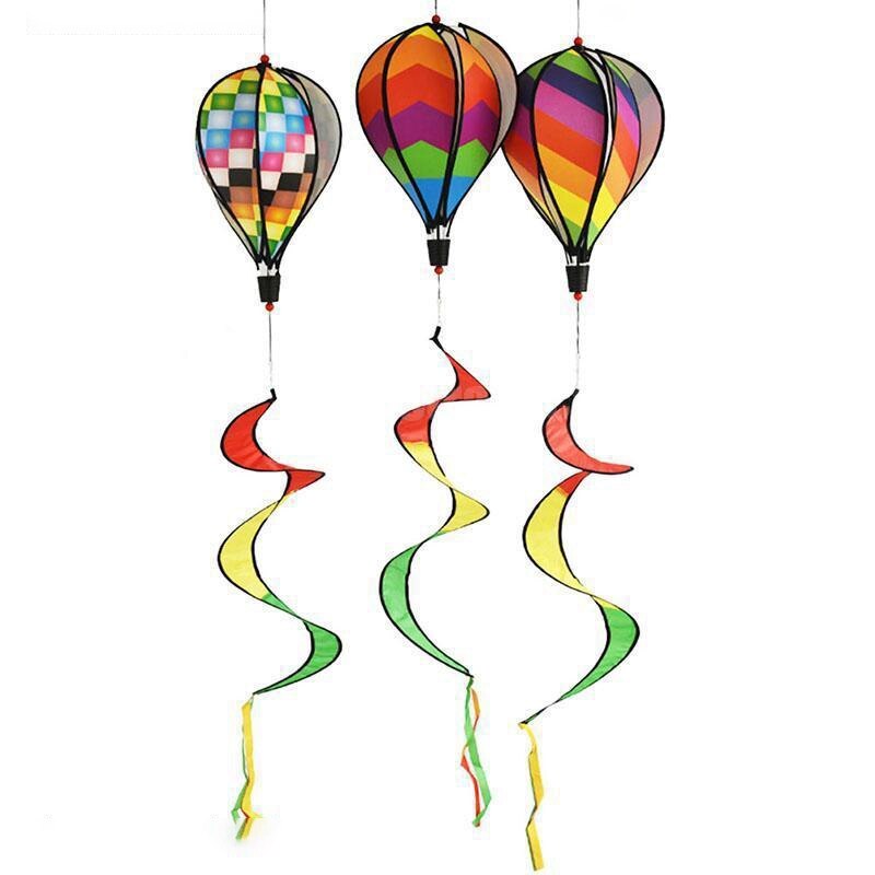 3Pcs Ballon Wind Spinner Gestreept Geruite Windzak Ballon Yard Decor Spiraal Ballon Windmolen: Default Title