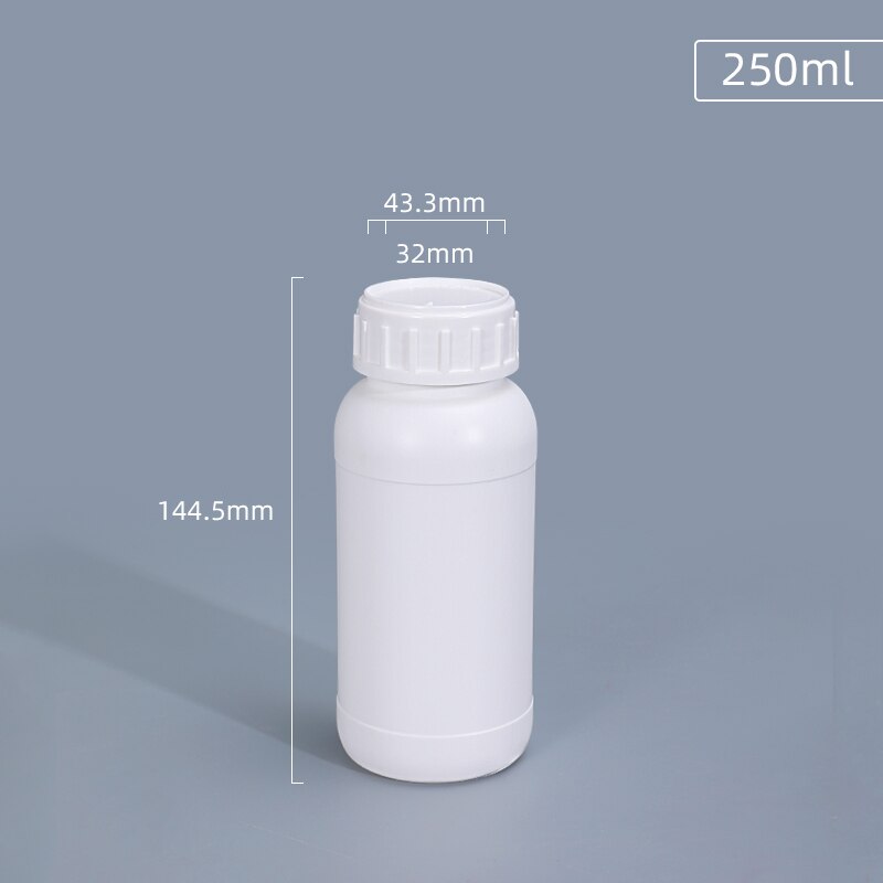 1PCS Round Reagent Bottles Empty Pesticide Bottle with Lid HDPE Material Refillable Bottle: 250ML