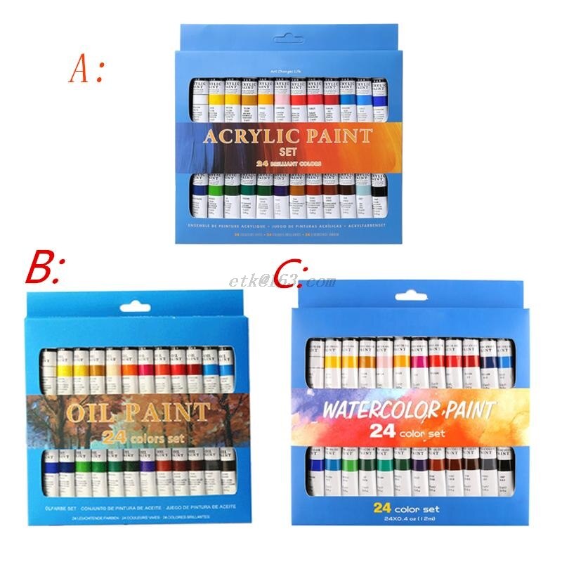 24 Colors Acrylic Paints Set 12ml Tubes Drawing Painting Pigment Hand-painted Wall Paint For Artist DIY