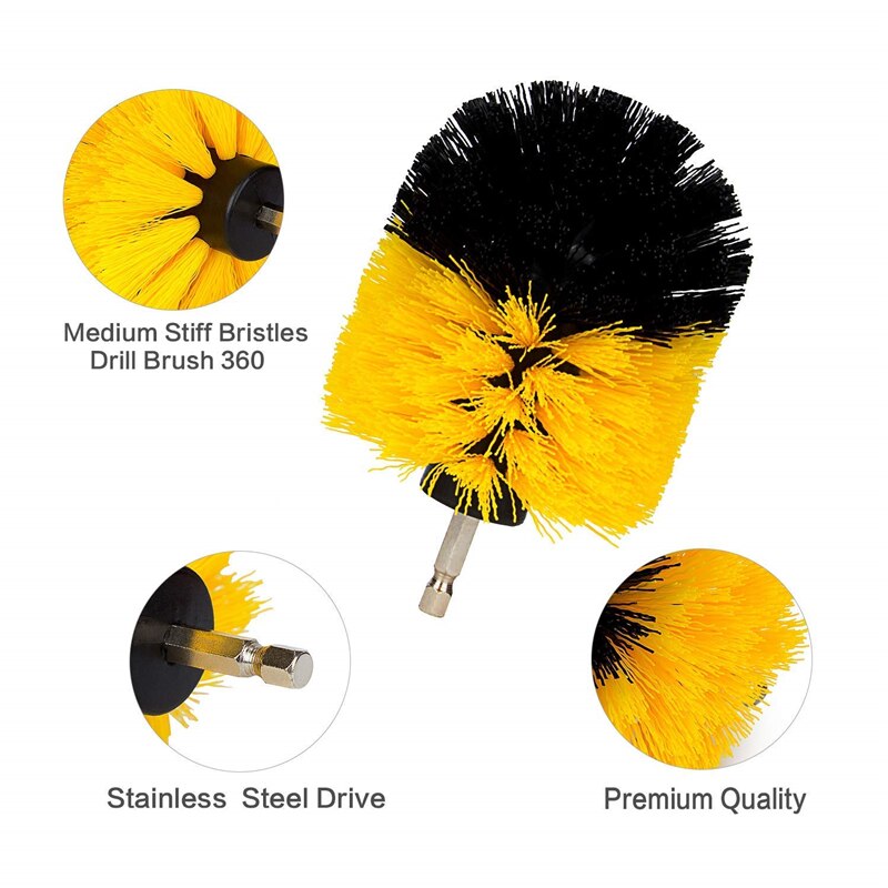 Cepillo de nailon eléctrico redondo para limpieza, brochas de taladro con estropajo de plástico para alfombras, neumáticos de coche, set de 3 unidades