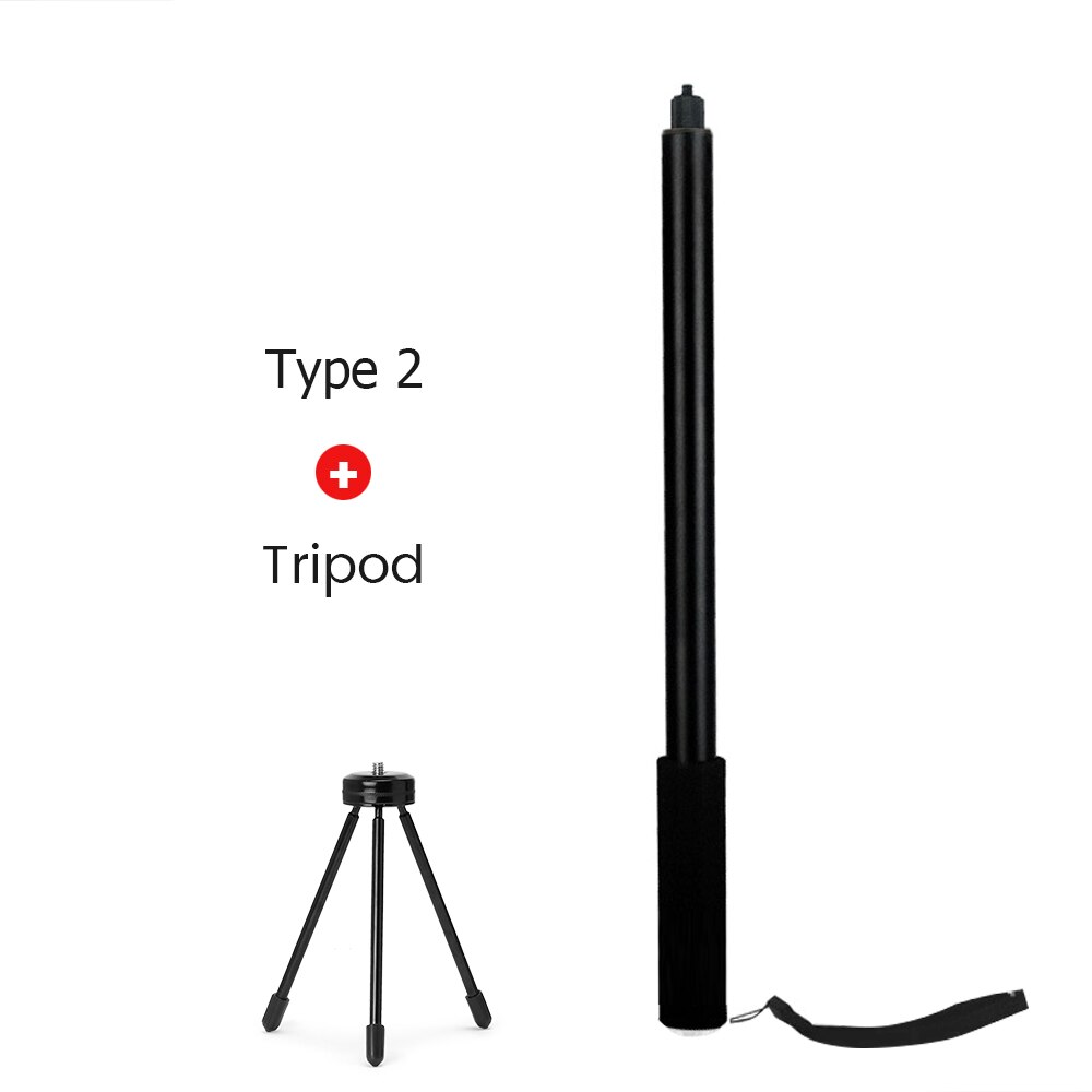 2M Aluminium Legierung Einbeinstativ Selfie Stock Für Insta360 eins X/X2 /DJI OSMO Aktion/Tasche/gopro Held 7 6 5 Sjcam Kamera Zubehör: Typ 2 mit Stativ
