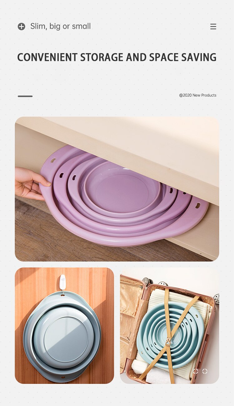 Plastic Silicone Folding Basin Portable Camping Wash Basin Car Wash Bucket Household Kitchen Fruit Clean Basin Home Supplies