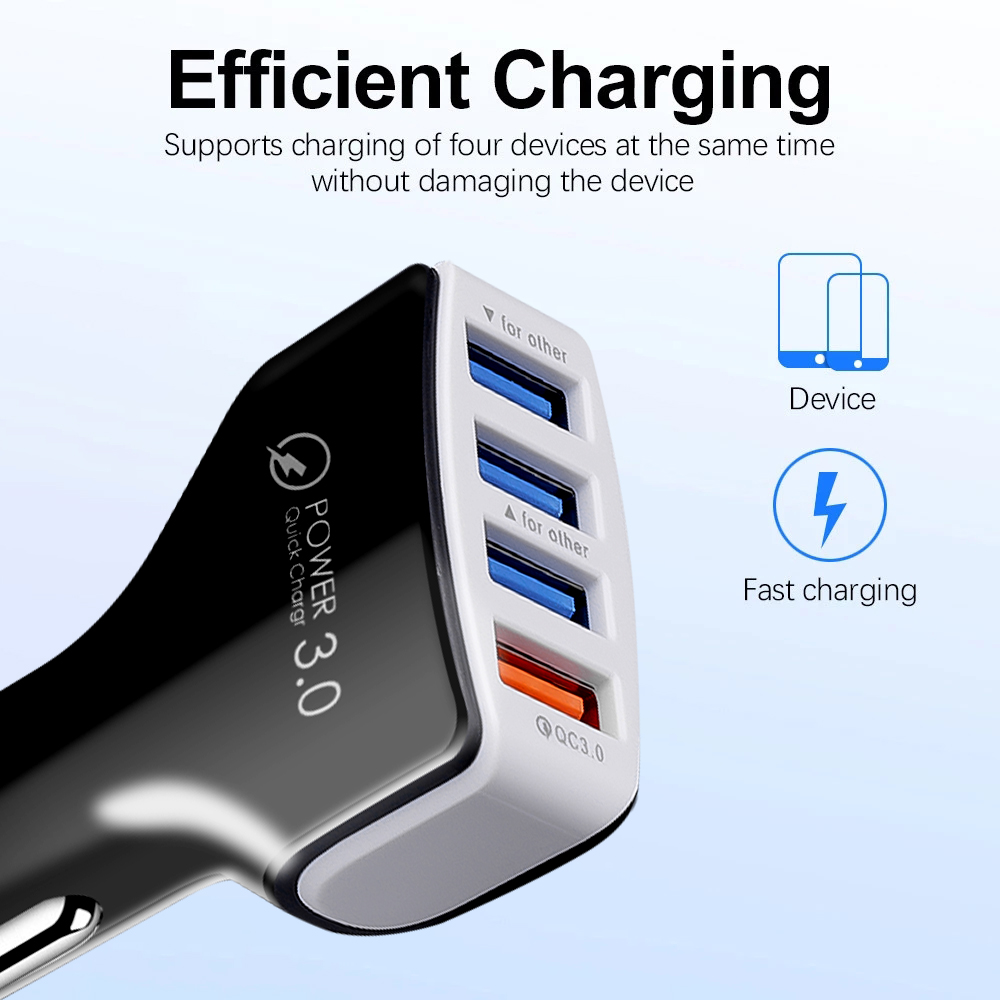 Kebidu 4 Poorten Autolader Quick Charge 3.0 Dual Usb Adapter Snel Opladen Voor Iphone Xiaomi Telefoon Auto-Oplader