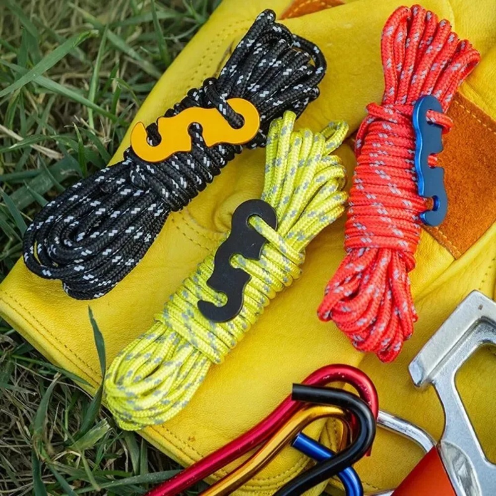 4 stuks reflecterende elastische scheerlijnen voor kamperen, met aluminium spanner, voor tent, zeil, luifel, outdoor wandelaccessoires.