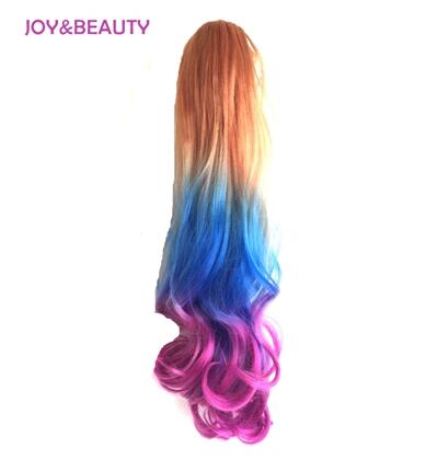 JOY & BEAUTY-coleta de fibra sintética de alta temperatura, coleta ondulada larga, Color ombré, 22 pulgadas, pinza para extensión de cabello