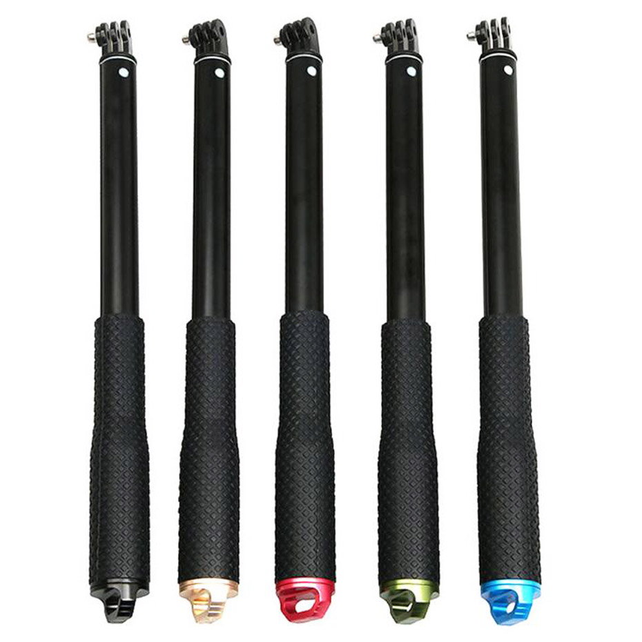 Go pro selfie stick handhållen utdragbar stång monopod+adapter+rem för gopro xiaomi mijia 4k yi sjcam actionkamera tillbehör