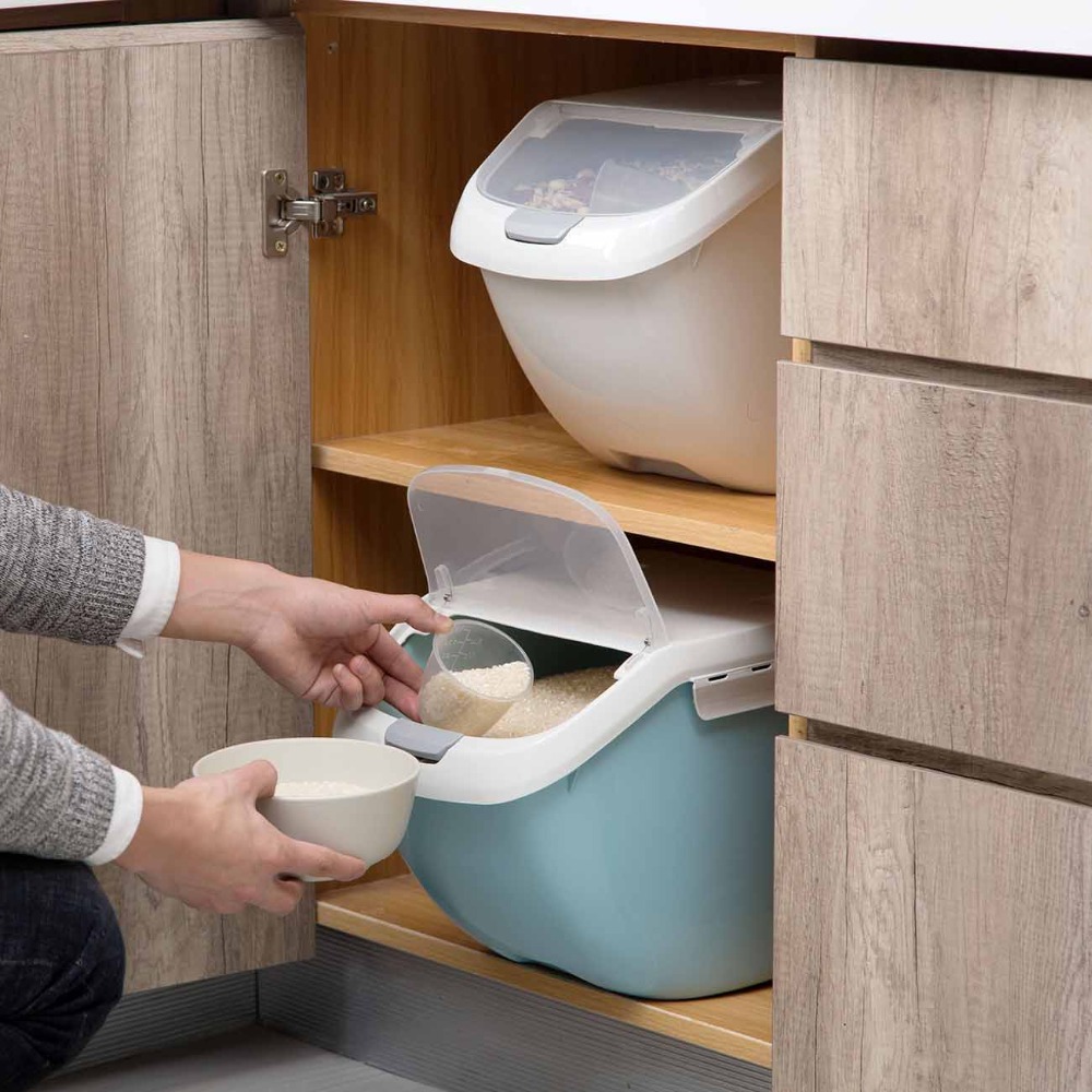 Otherhouse Rijst Container Keuken Voedsel Rijst Opbergdoos Meel Graan Granen Container Stofdicht Keuken Organizer Automatische Deksel
