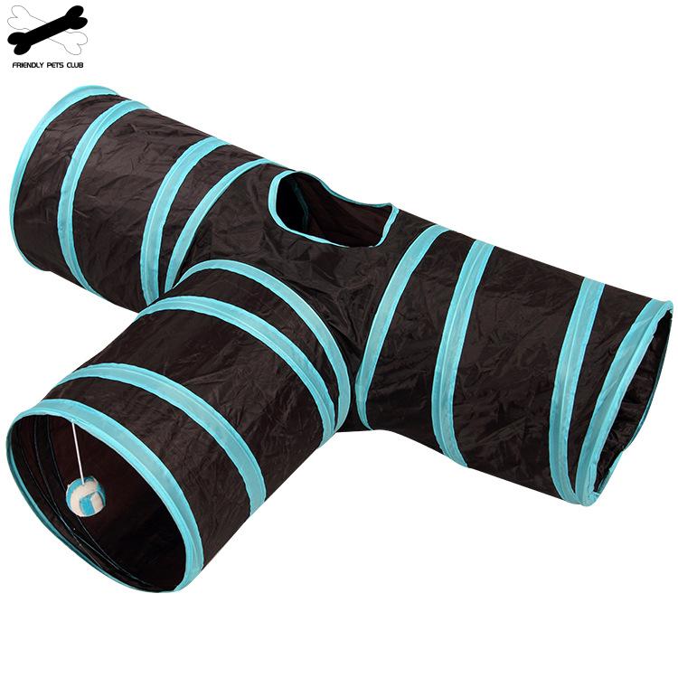 Casa de túnel para gatos de 4 vías con 3 agujeros, canal plegable para mascotas, juguete para gatos, entrenamiento para perros, suministros para jugar al aire libre