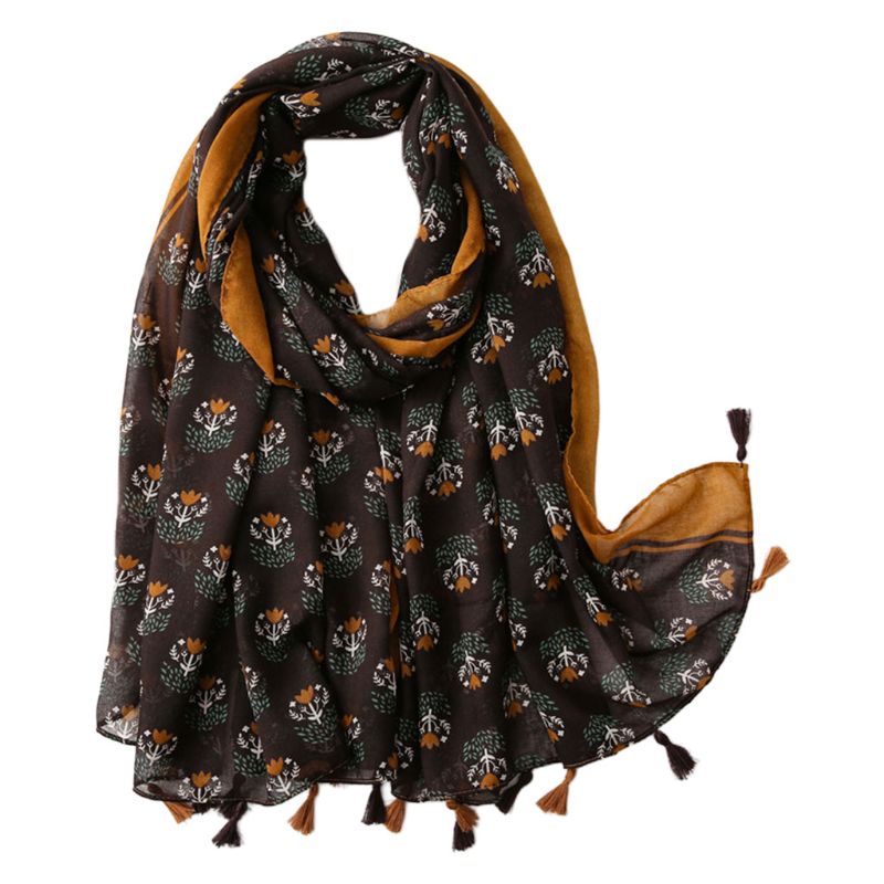 Bohemien Jahrgang Große Schal Geometrische Paisley Blumen- drucken Quasten Schal wickeln N58F: E