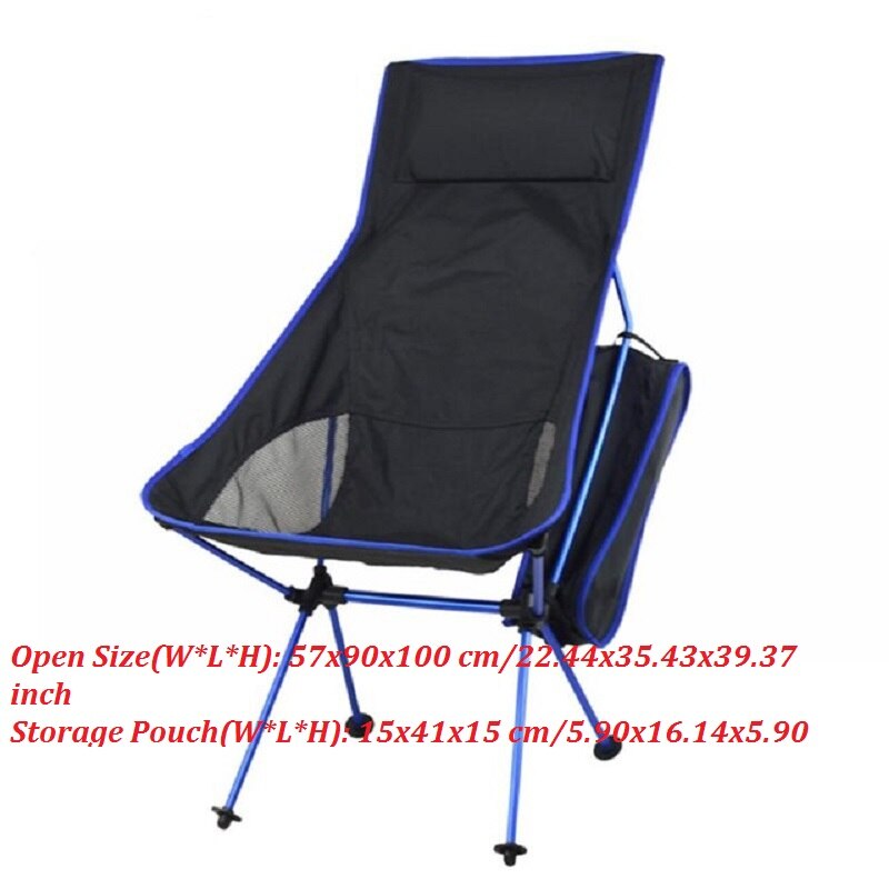 Lounge strandstol ultralet udendørs campingstol bærbar fiskeri ryglæn sammenfoldelig picnic sæde have kontor hjemmemøbler: B-blå