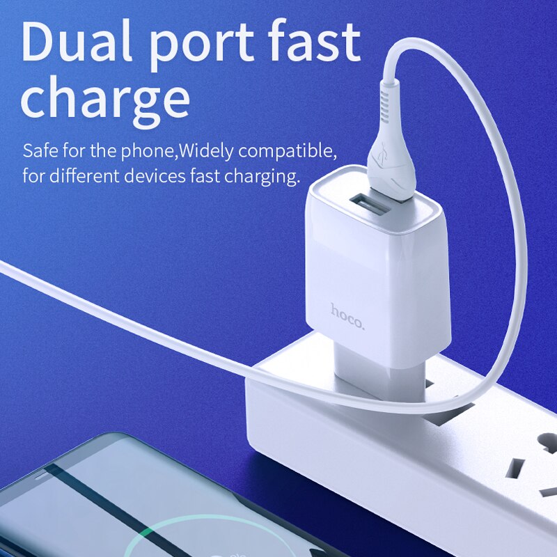 HOCO Dual USB Ladegerät Ladegerät 5V 2,4 A Eu-stecker Tragbare für iPhone 11 Pro Samsung Xiaomi redmi hinweis 8 Lade Doppel Adapter