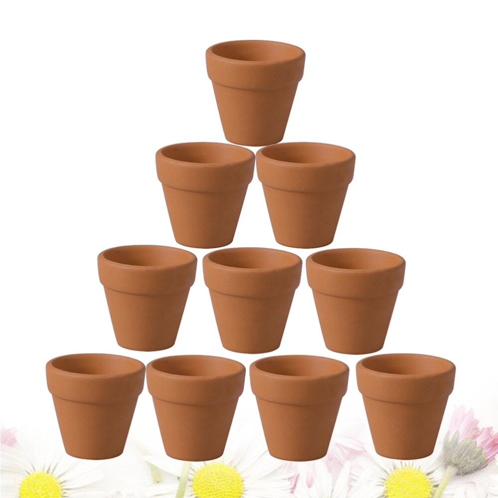12Stck 3x3cm Kleine Mini Terrakotta Topf Tonne Keramik Keramik Pflanzer Kaktus Blumentöpfe Sukkulenten Kindergarten Töpfe Ideal für Pflanzen Cr