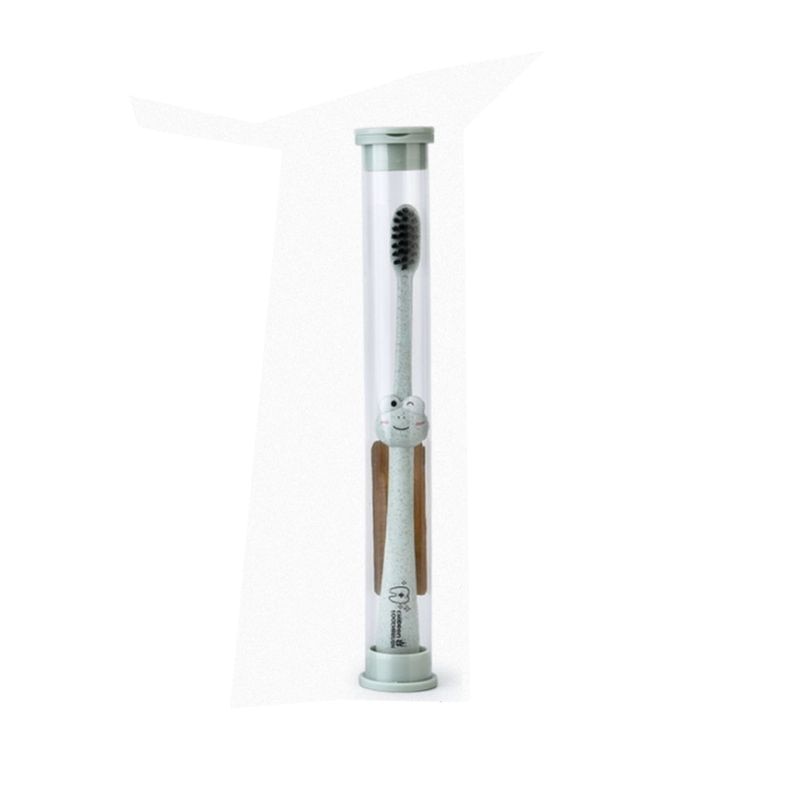 Crianças escova de dentes do bebê dos desenhos animados lidar com escova de carvão de bambu oral cuidado natural trigo palha degradável