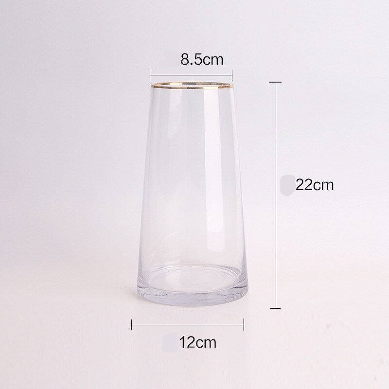 Luxe handgetekende gouden vazen voor kantoor, thuis, woonkamer, tafeldecoratie, vaas, eenvoud, transparante glazen vaas: 1
