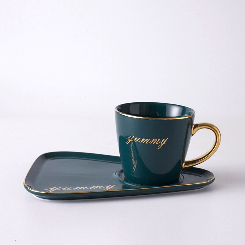 Creatieve Keramische Koffie Set Porseleinen Koffie Kop En Lade Met Gratis Lepel 250 Ml Nordic Stijl Tonen Plaat Voor Photogragh