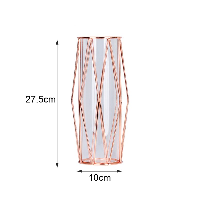 nordycki latarnia w kształcie żelaza Sztuka szklany wazon pozłacany wazon na kwiaty Tabletop kwiat w wazonie garnek Dom dekoracje ślubne: C-róża złoto