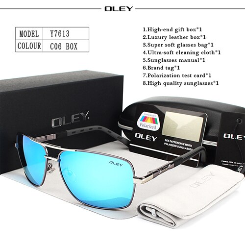 OLEY Polarisierte Sonnenbrille Männer Neue Augen Schützen Sonnenbrille Mit Zubehör Unisex fahren brille oculos de sol: Y7613 C6 BOX