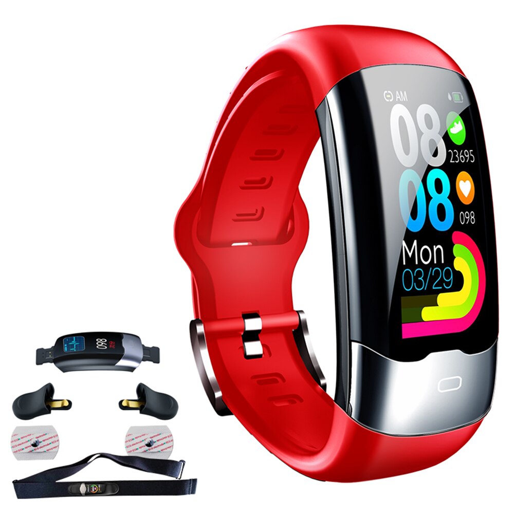 IP67 Waterproof Smart Watch Fitness Tracker Smart Bracelet Heart Rate Blood Pressure Oxygen Monitor Calorie Counter Sports Watch: Red
