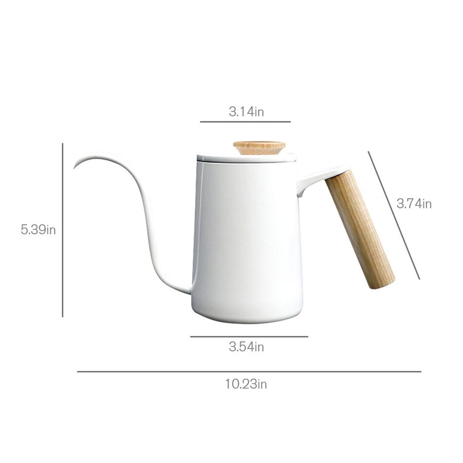 VOGVIGO cafetière en céramique Pot col de cygne émail manuel verser sur goutte à goutte bouilloire théière grande capacité lait eau cruche pichet outils: WHITE