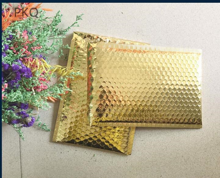 50 18*23cm waterdichte gouden aluminiumfolie zak gevoerde bubbelenvelop mailer voor verpakkingszakje