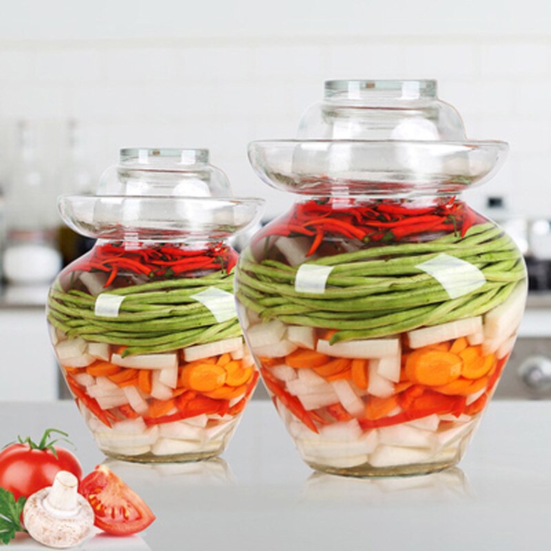 Transparent Glass Container Kimchi Storage Jar Kitchen Thickened Pickled Cans Household Pickled Jar Sealed Can