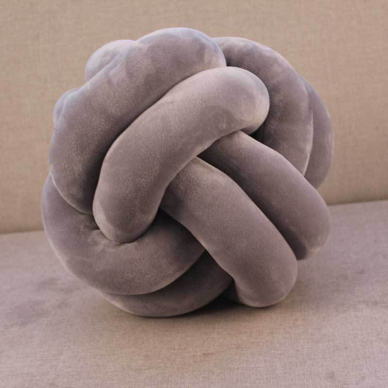Nordic knot kudde knut kudde kudde knut dekor tupplur kudde knut heminredning nordisk barnrum dekor 25 x 25cm: Grå rund