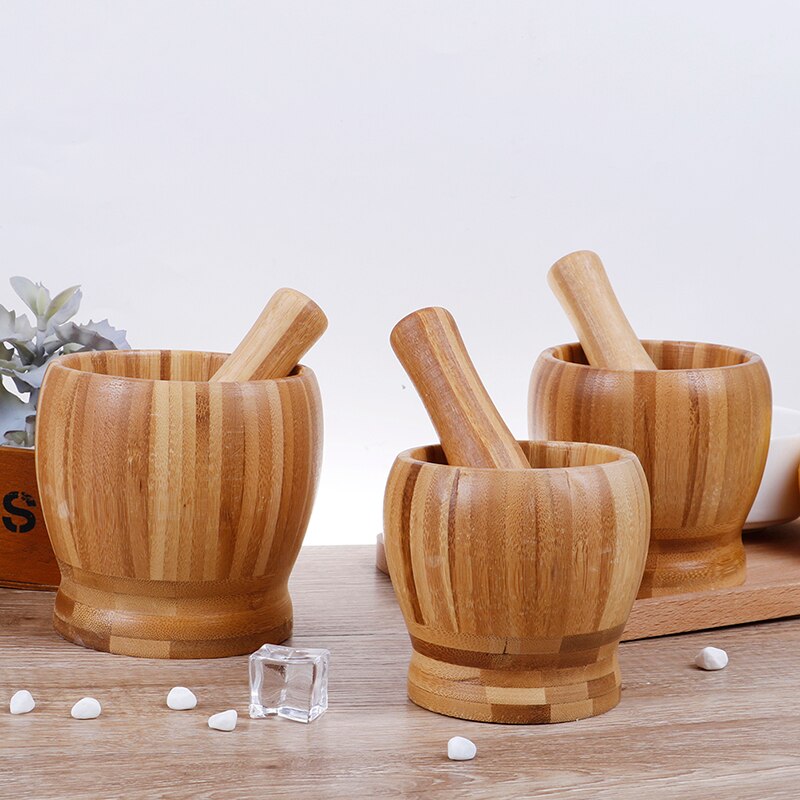 Juego de mortero y mortero de madera para molino, tazón de molienda para garrafa de ajo, herramientas de cocina y dispositivos, trituradora de molino de hierbas