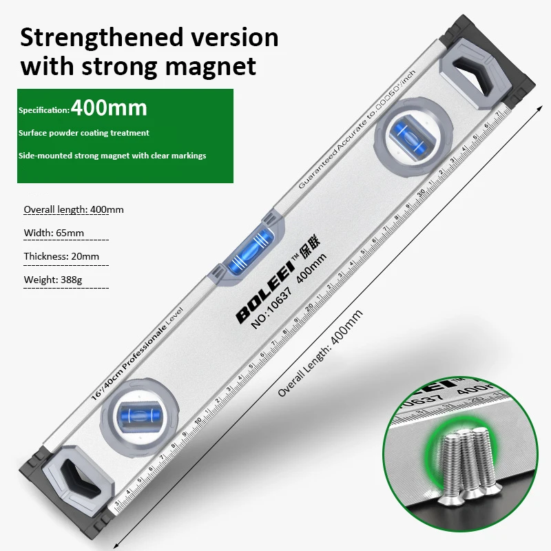 HighPrecision Spirit Level 30/40/50cm Magnetic Bubble Level Ruler Angle Meter Protractor Inclinometer Measuring Leveler Tool: WHITE