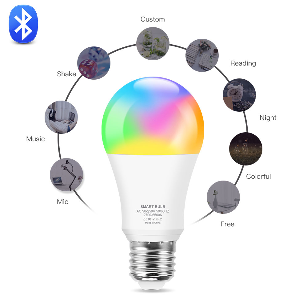 Ampoule intelligente Bluetooth, E27, RGB, blanc froid, blanc , magique, variable, Compatible avec Dohome Siri