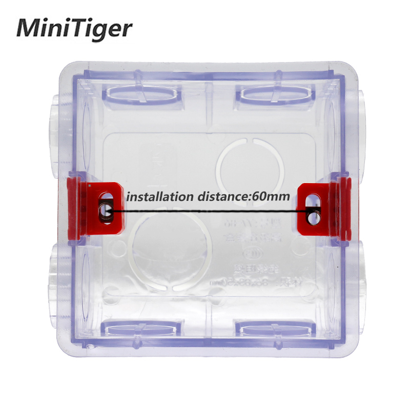 Minitiger-caja de montaje transparente ajustable, casete interno de 86mm * 83mm * Interruptor táctil WIFI y 50mm para enchufe USB, 86 tipos