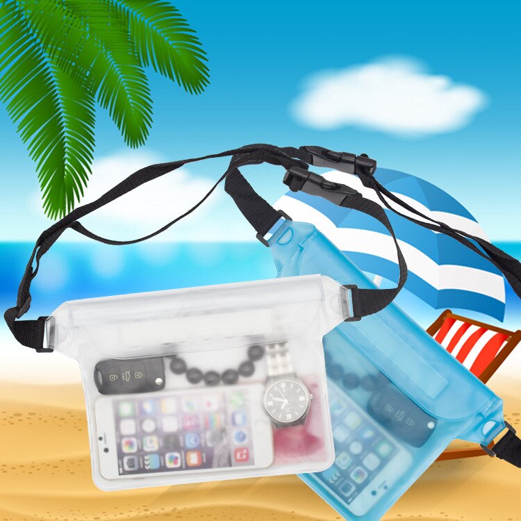 Vandtæt drift dykning svømmetaske undervands tør skulder talje pakke taske lomme pose til iphone 7 8 xr xs cover cover / kamera