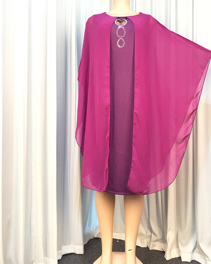 Sommer afrikanske kvinder lilla farve plus size kjole l -3xl