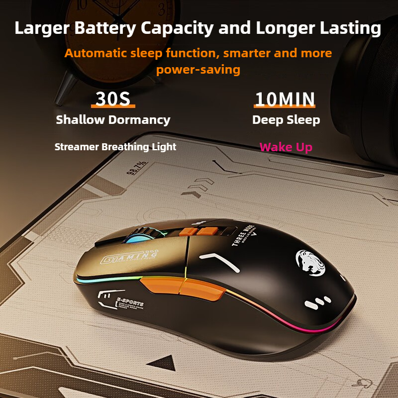 G308 Draadloze gamingmuis Oplaadbaar 2.4G Bluetooth Ergonomische lichtgewicht RGB optische mute-muis met 5-snelheid DPI instelbaar
