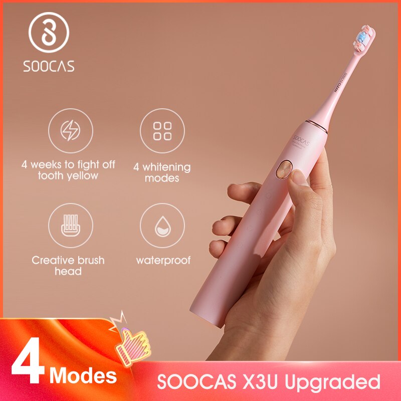 SOOCAS-cepillo de dientes eléctrico sónico X3U, carga rápida, resistente al agua, IPX7