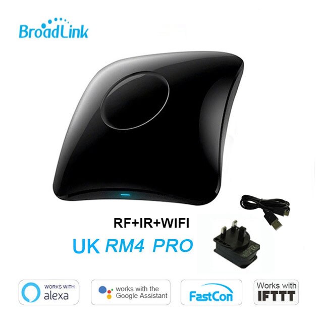 Broadlink  rm4 pro bestcon  rm4c mini universal ir rf fjärrkontroll kompatibel alexa google assistent för ac: Rm4 pro uk-adapter