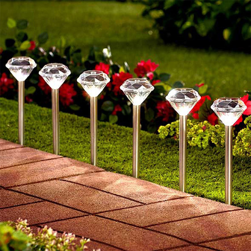 4/8 stk diamantformet solcelle led græsplæne lys farve skiftende udendørs gård have led lys jord lys lampe hvid/varm/rgb lys