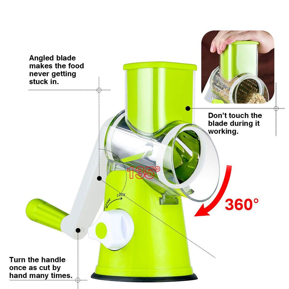 Round Mandoline Slicer Vegetable Cutter Manual Potato Julienne Carrot Slicer Cheese Grater Stainless Steel Blades Kitchen Tool