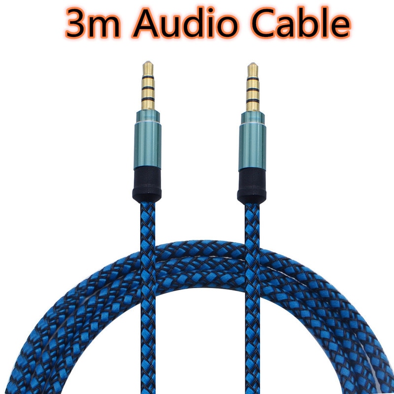 3 meter Audio Kabel 3.5mm Jack AUX Kabel Oortelefoon Audio Adapter voor Auto MP3 MP4 Hoofdtelefoon Mannelijke Aux Lijn voor Samsung Xiaomi