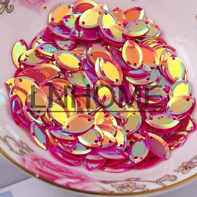 1000Pcs 6*13Mm Pvc Pailletten Cup Ovale Marquise Paillette Met 2 Gaten Acessorios 9 Ab Briljante Kleuren beschikbaar Confetti: Rose Red
